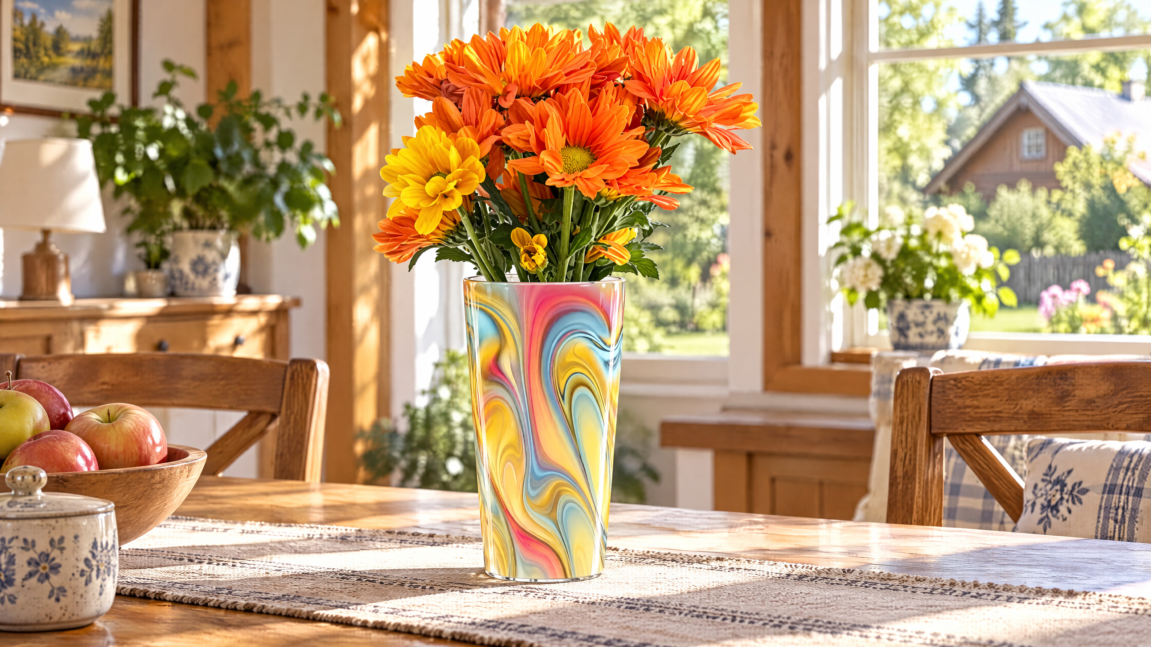Colourful ELVE planter staying vivid in bright window light